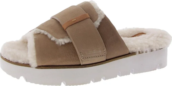 Lavern Womens Shearling Leather Slide Slippers
