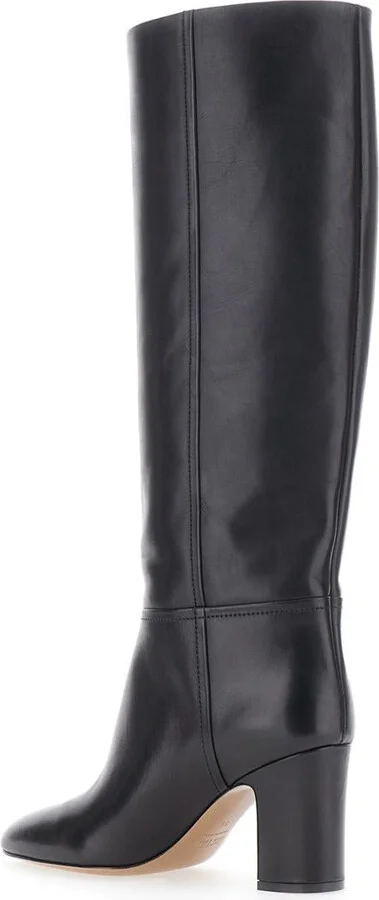 'Lavinia' Black Boots With High Block Heel And Rear Zip Closure In Leather Woman - Image 3