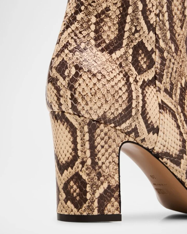 Lavinia Snake-Embossed Leather Ankle Boots - Image 4