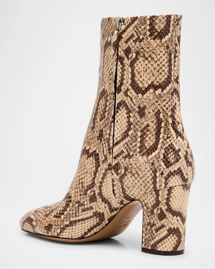 Lavinia Snake-Embossed Leather Ankle Boots - Image 8