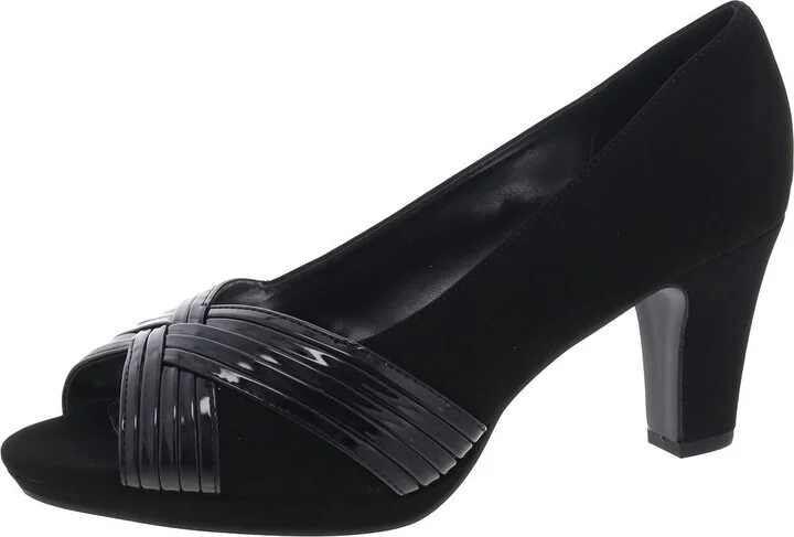 LAVISH Womens Peep Toe Slip On Pumps