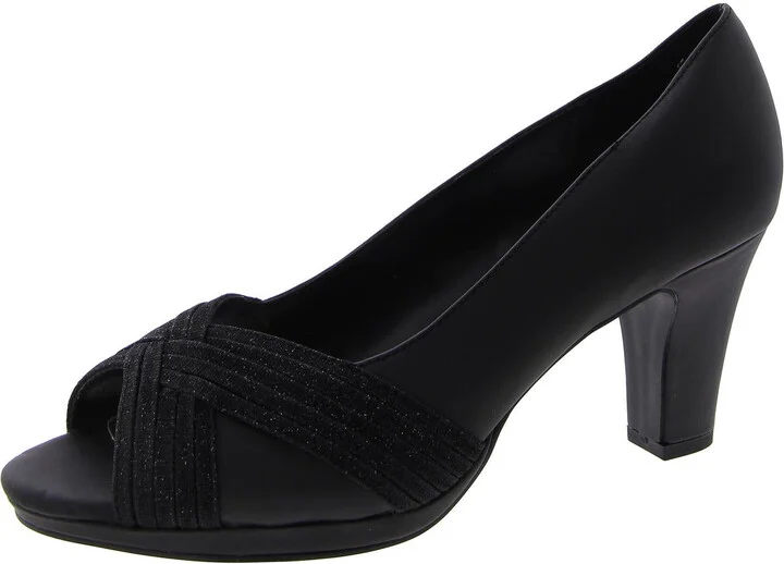 Lavish Womens Satin Peep Toe Heels