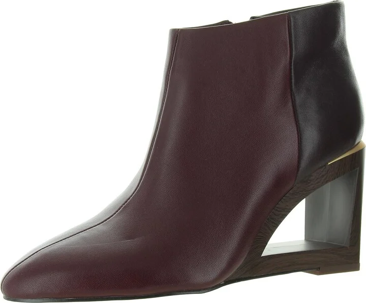 LAX Womens Zipper Leather Wedge Boots