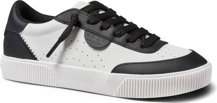 Black/ White Leather
