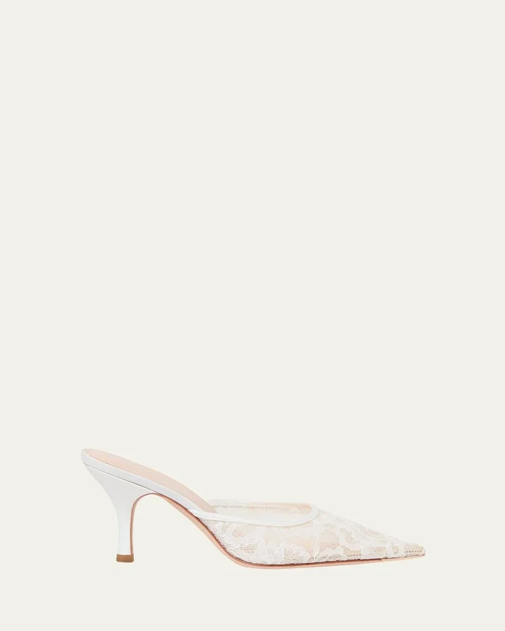 Layla Lace Kitten Mule Pumps
