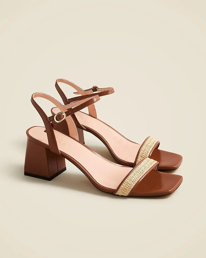 Layne ankle-strap heels in raffia