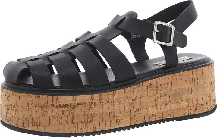 Lazlo Womens Woven Leather Flatform Sandals