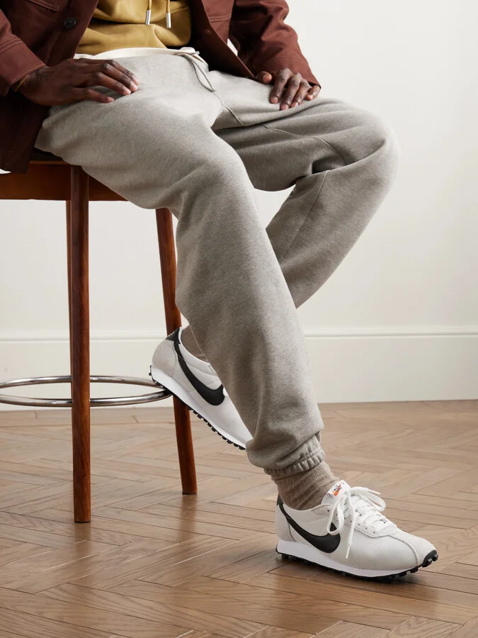 LD-1000 Leather and Brushed Suede-Trimmed Mesh Sneakers - Image 2