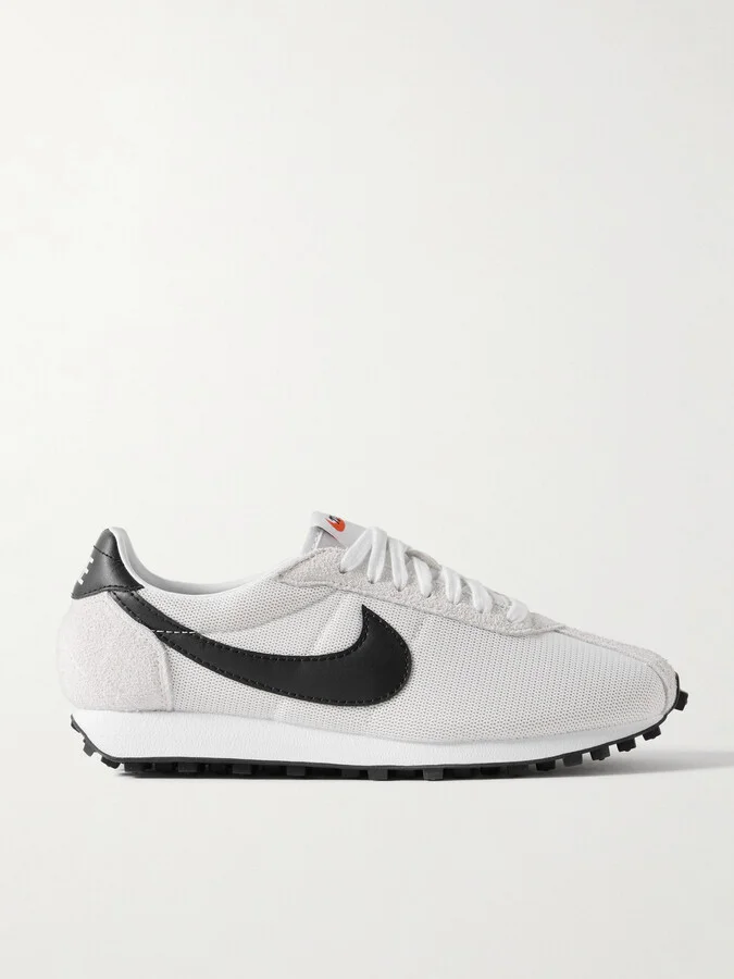 LD-1000 Leather and Brushed Suede-Trimmed Mesh Sneakers