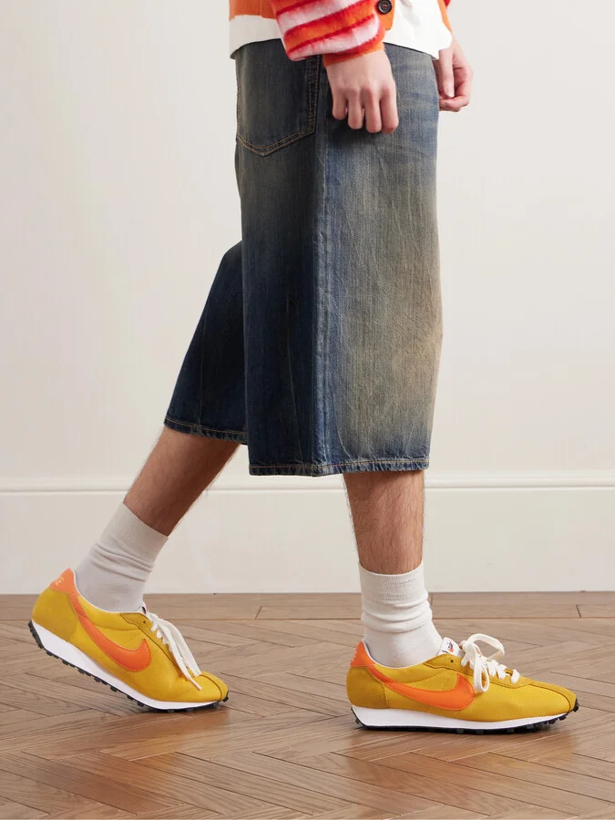 LD-1000 Leather and Suede-Trimmed Mesh Sneakers - Image 2
