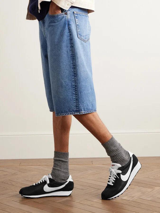 LD-1000 Leather and Suede-Trimmed Mesh Sneakers - Image 2