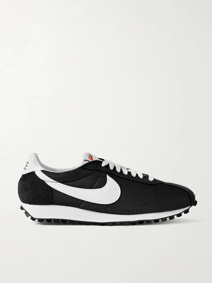 LD-1000 Leather and Suede-Trimmed Mesh Sneakers