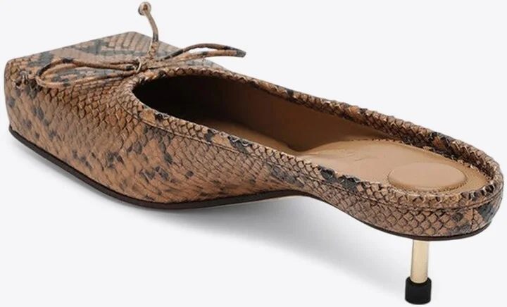 Le Ballet 35 Python Print Leather Square Mules - Image 3