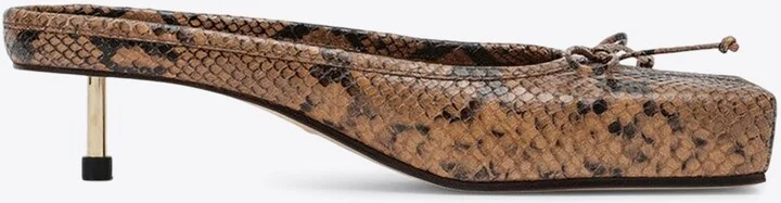 Le Ballet 35 Python Print Leather Square Mules