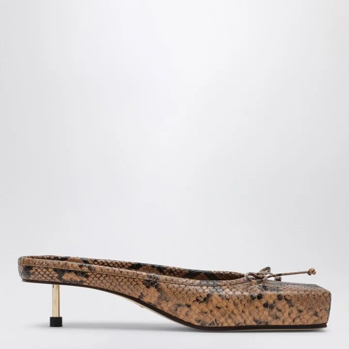 Le Ballet square mule in brown python effect