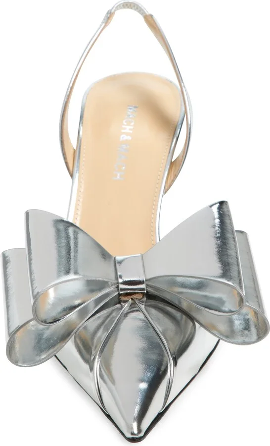 Le Cadeau Bow Pointed Toe Metallic Slingback Pump - Image 4