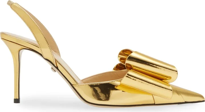 Le Cadeau Bow Pointed Toe Metallic Slingback Pump - Image 3