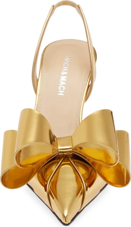 Le Cadeau Bow Pointed Toe Metallic Slingback Pump - Image 4
