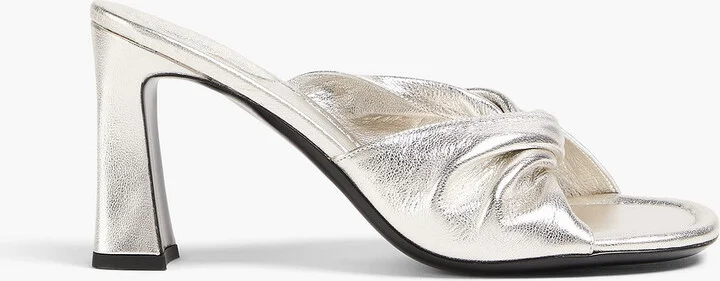 Le Carver twisted metallic leather mules