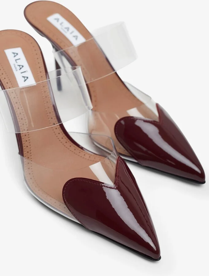 Le coeur 90 dark red mules - Image 4