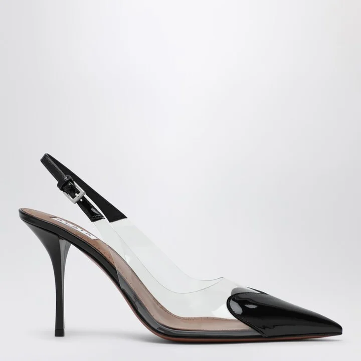 Le Coeur black patent leather high slingback