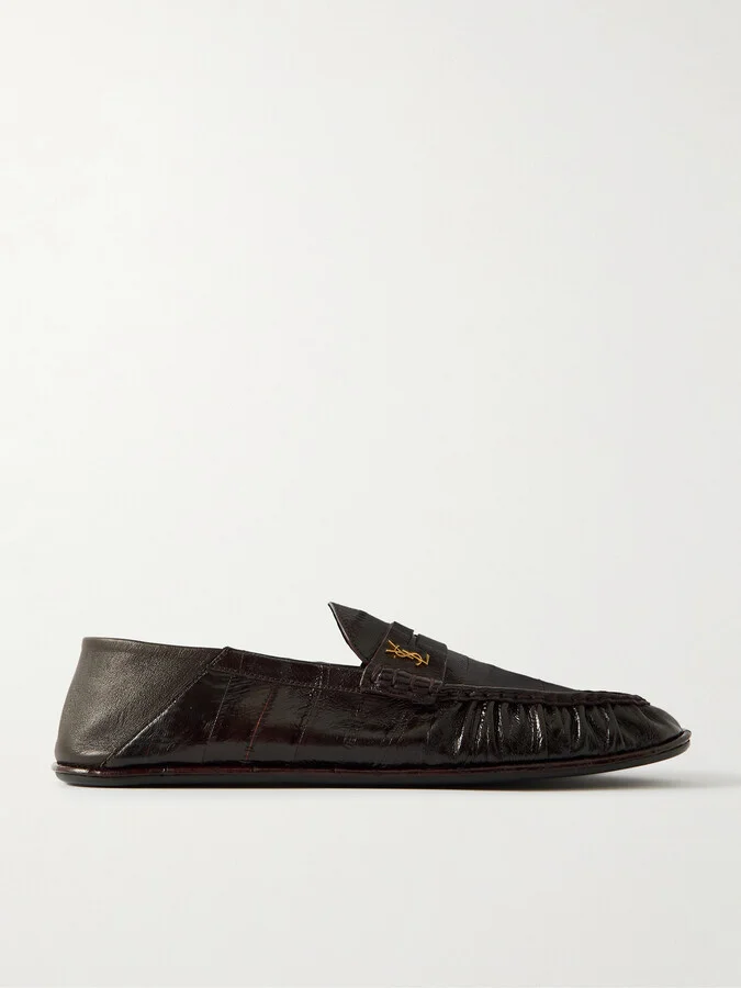 Le Loafer Logo-Embellished Collapsible-Heel Leather Penny Loafers