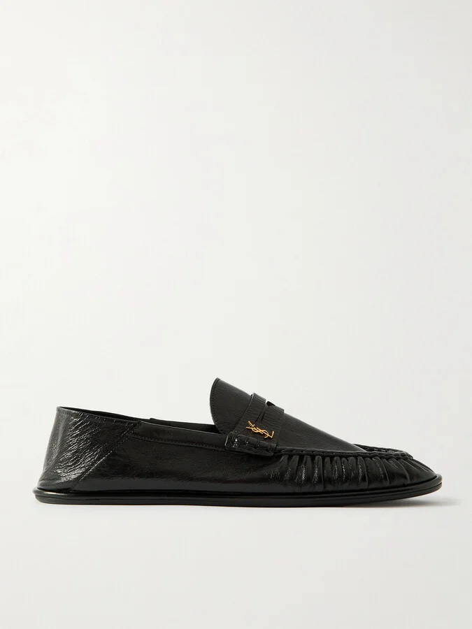 Le Loafer Logo-Embellished Collapsible-Heel Leather Penny Loafers
