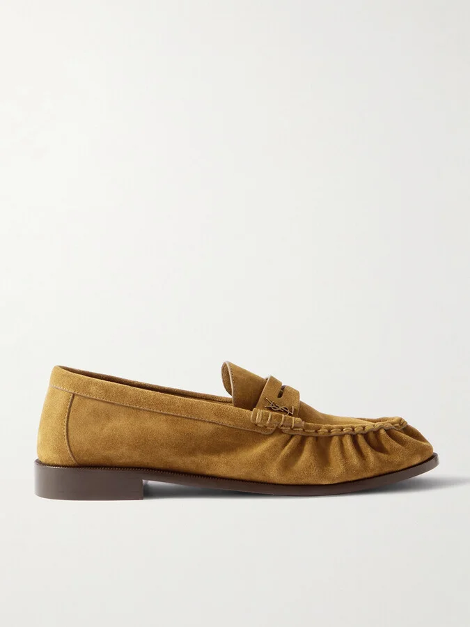 Le Loafer Monogram Logo-Appliquéd Suede Penny Loafers