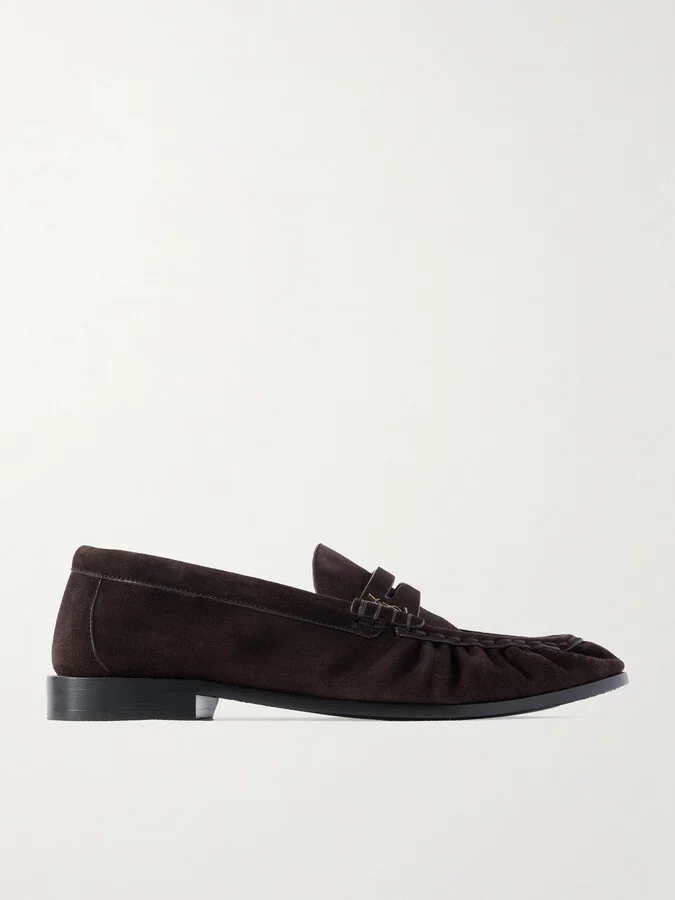 Le Loafer Monogram Logo-Appliquéd Suede Penny Loafers