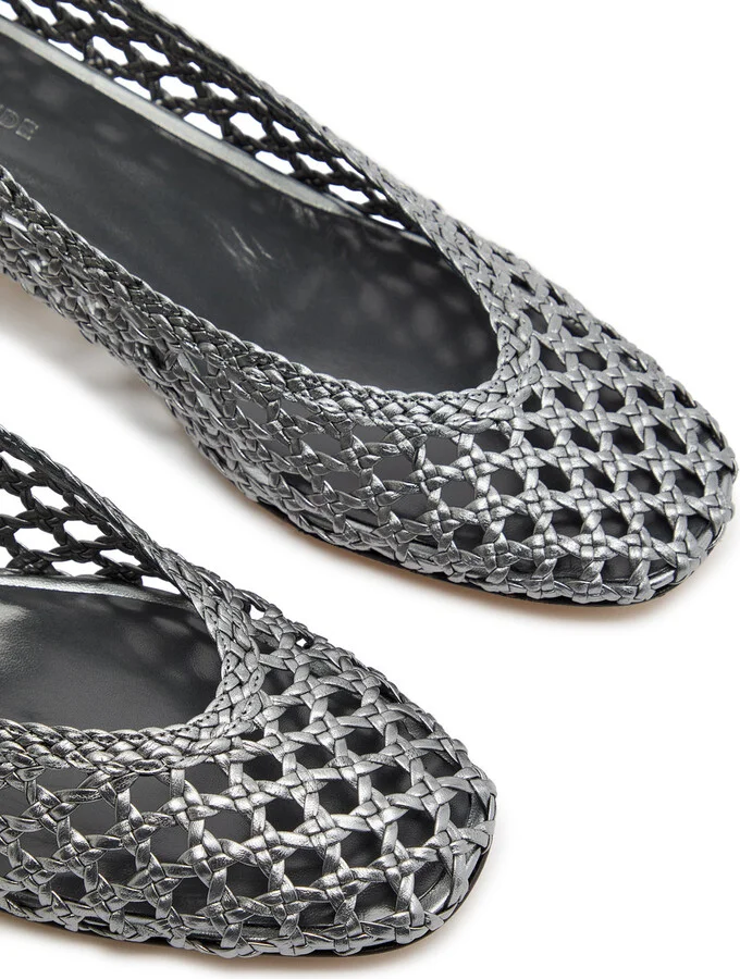 LE Monde Beryl 40 Woven Leather Ballet Pumps - Image 3