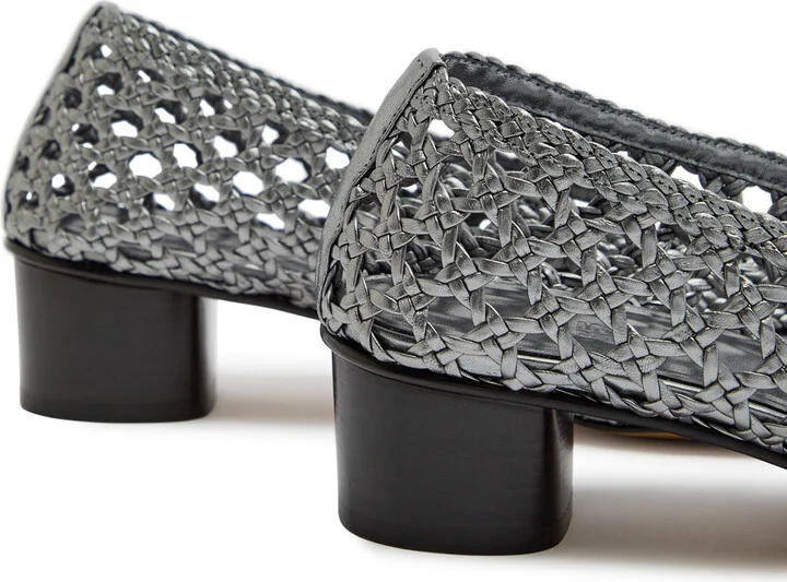 LE Monde Beryl 40 Woven Leather Ballet Pumps - Image 4