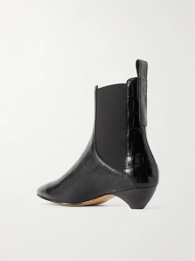 Le Monde Béryl - Allegra Croc-effect Leather Chelsea Boots - Black - Image 3