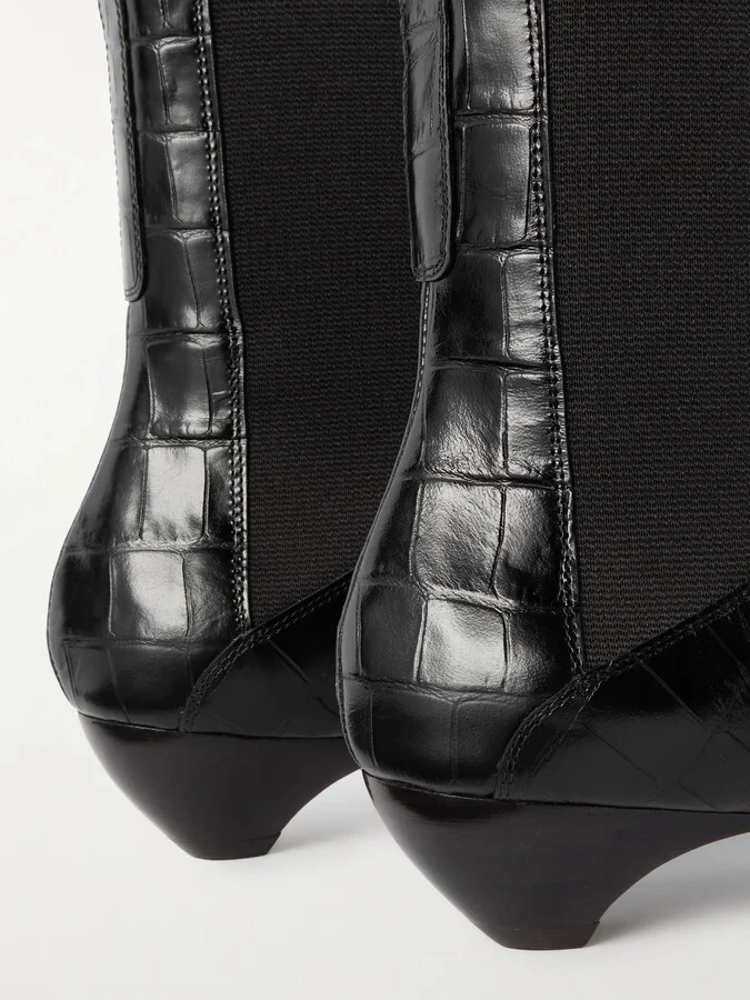 Le Monde Béryl - Allegra Croc-effect Leather Chelsea Boots - Black - Image 4