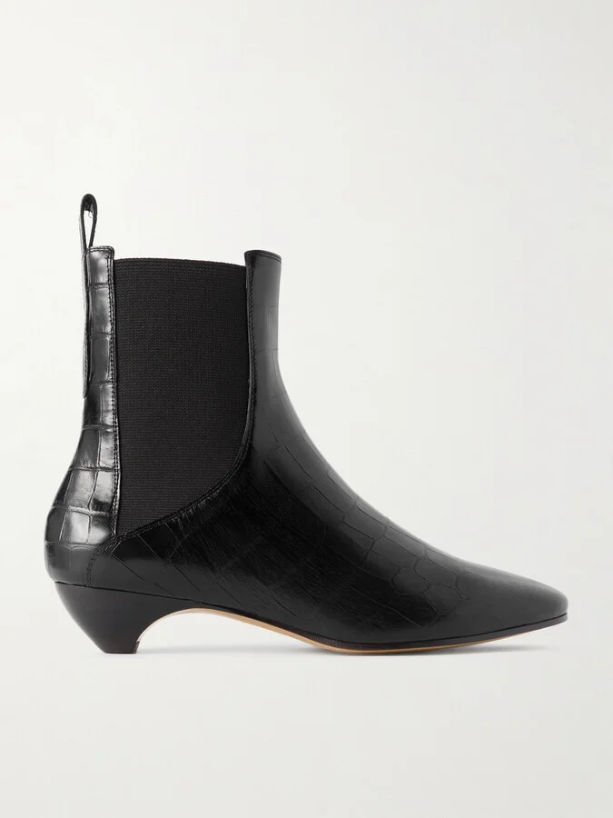 Le Monde Béryl - Allegra Croc-effect Leather Chelsea Boots - Black