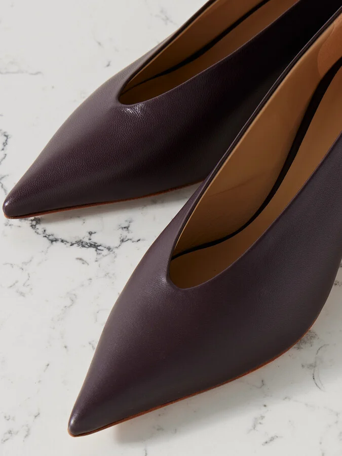 Le Monde Béryl - Babouche Leather Pumps - Burgundy - Image 4