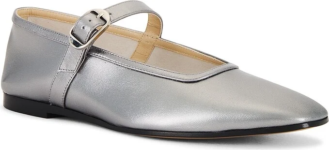 LE MONDE BÉRYL Ballet Leather Mary Jane in Metallic Silver - Image 2