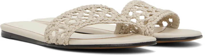 Le Monde Beryl Beige Woven Pool Slides - Image 4