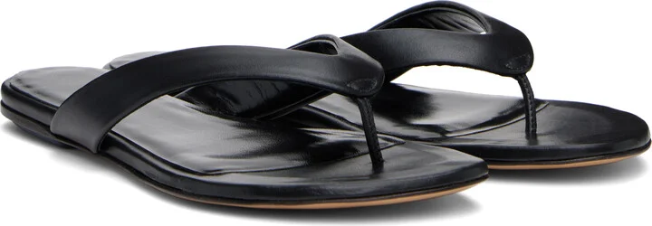 Le Monde Beryl Black Leather Thong Sandals - Image 4