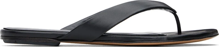 Le Monde Beryl Black Leather Thong Sandals