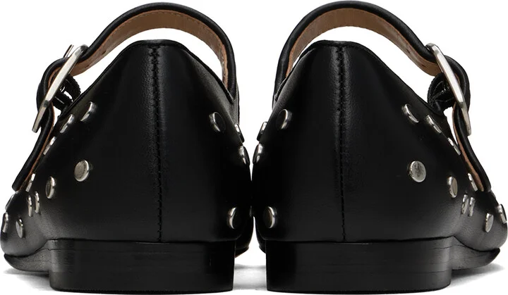 Le Monde Beryl Black Mary Jane Studded Leather Ballerina Flats - Image 2