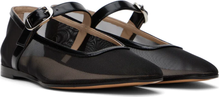 Le Monde Beryl Black Mesh Mary Jane Ballerina Flats - Image 4