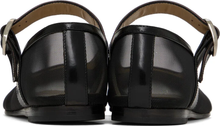 Le Monde Beryl Black Mesh Mary Jane Ballerina Flats - Image 2
