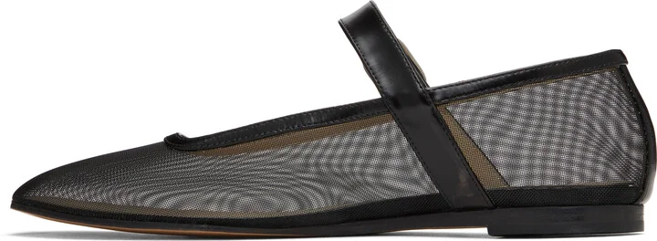 Le Monde Beryl Black Mesh Mary Jane Ballerina Flats - Image 3