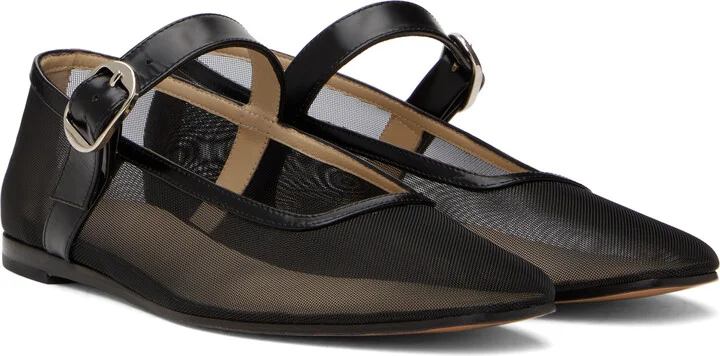 Le Monde Beryl Black Mesh Mary Jane Ballerina Flats - Image 4
