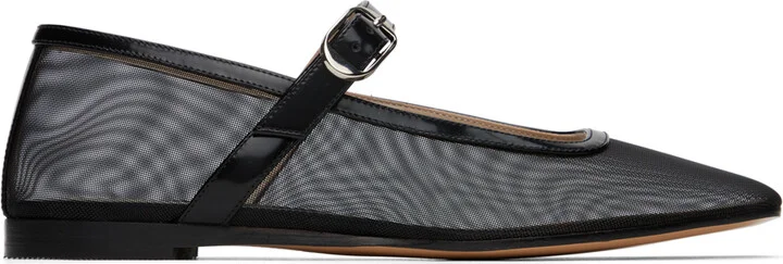 Le Monde Beryl Black Mesh Mary Jane Ballerina Flats