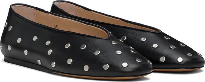 Le Monde Beryl Black Studded Regency Ballerina Flats - Image 4