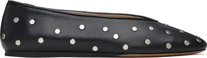 Le Monde Beryl Black Studded Regency Ballerina Flats