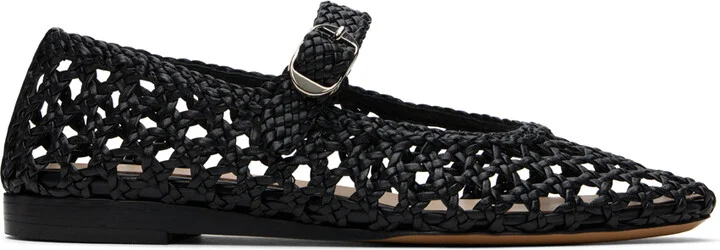Le Monde Beryl Black Woven Mary Jane Ballerina Flats