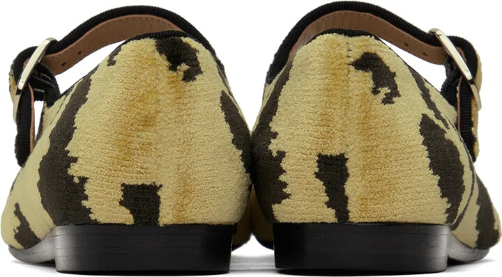 Le Monde Beryl Black & Yellow Tiger Print Bevilacqua Velvet Ballerina Flats - Image 2