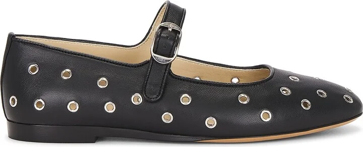 LE MONDE BÉRYL Classic Eyelet Studded Leather Mary Jane in Black